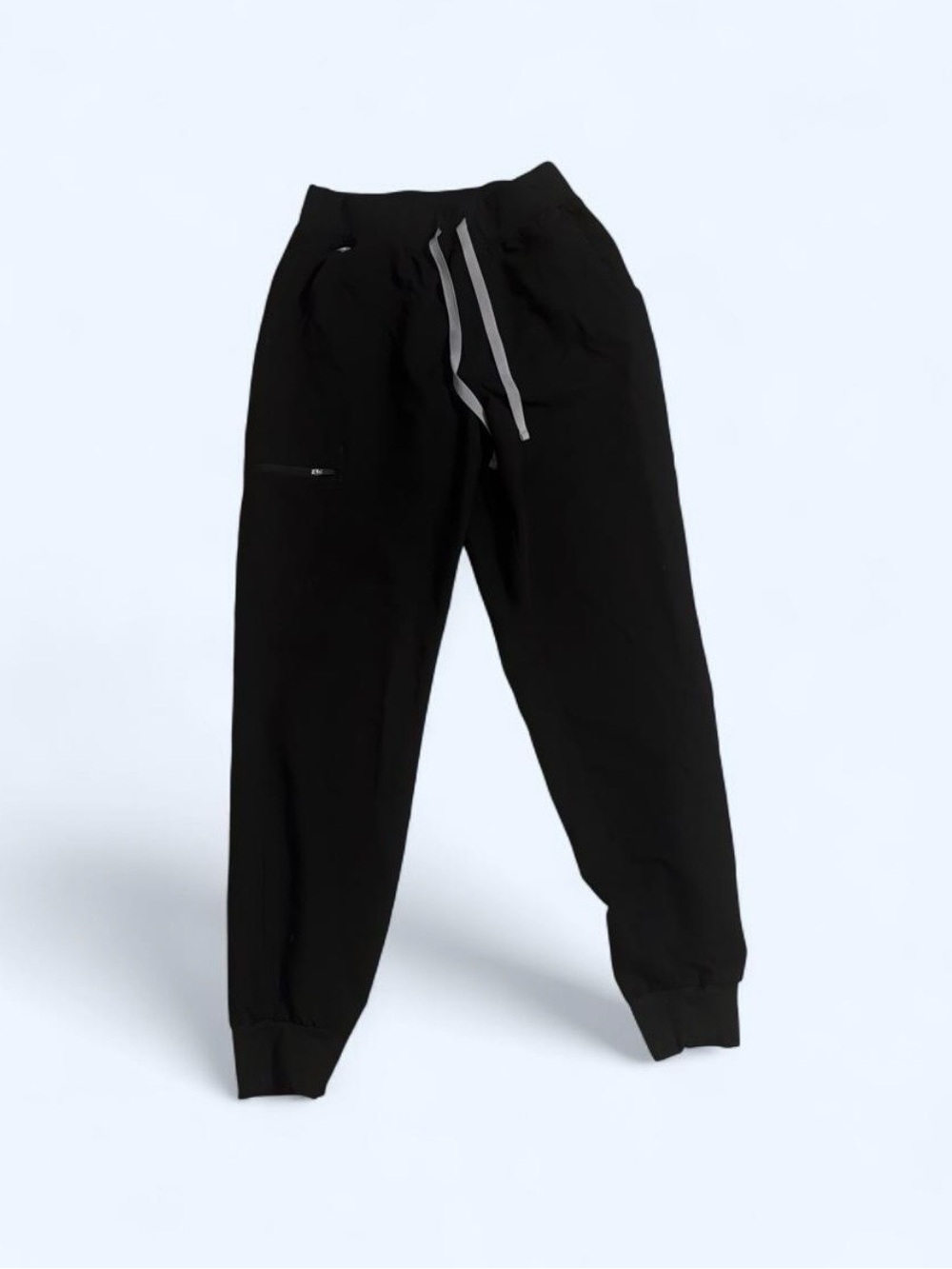 Figs Black Jogger Scrub Pants with Gray Drawstrings
